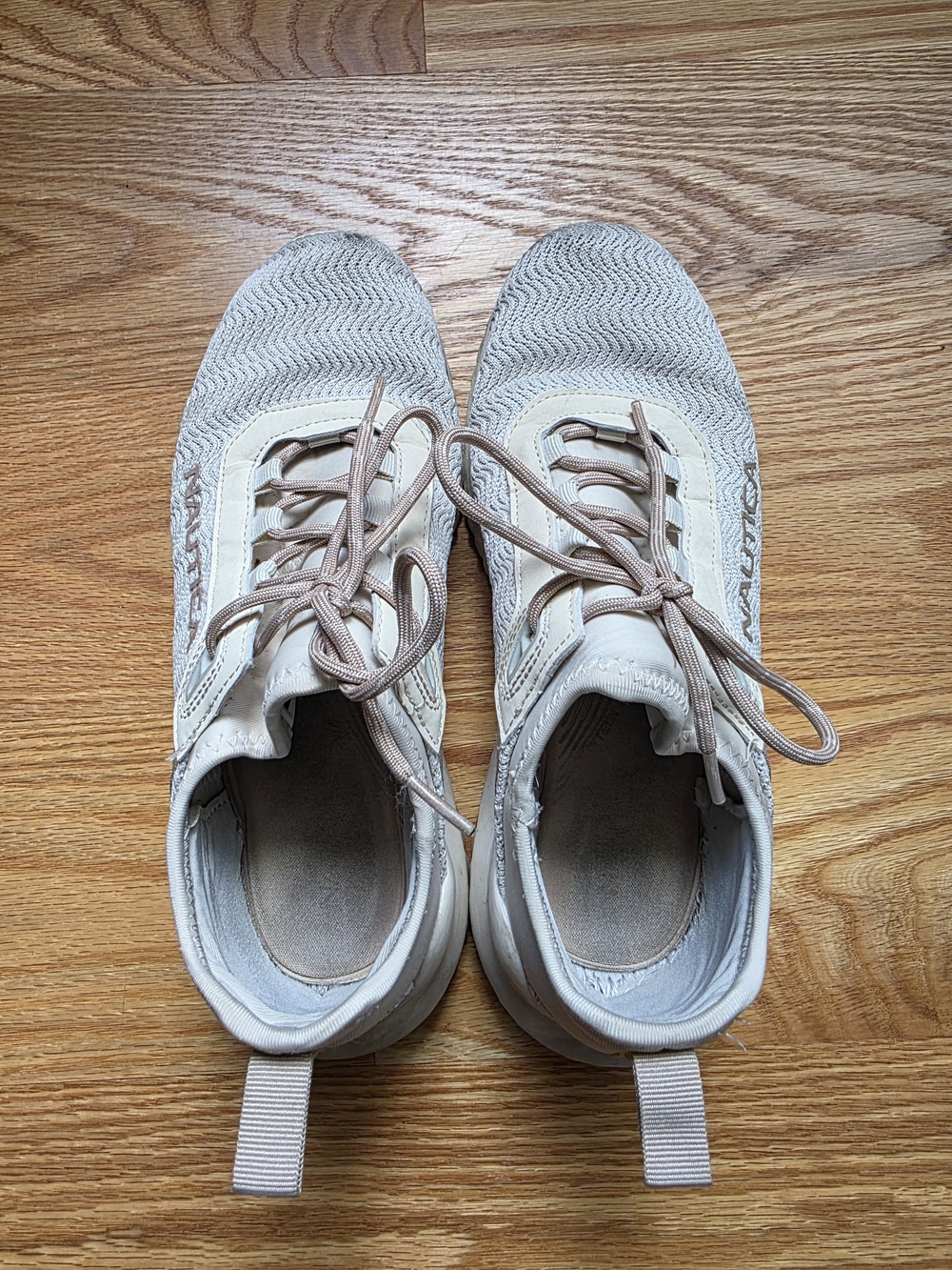 Light Beige Knit Lace-Up Women's Sneakers